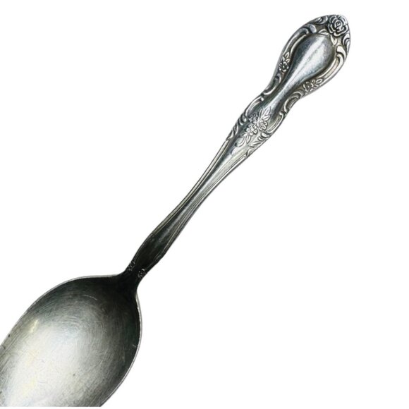 Antique Reed & Barton Stainless Steel Rose Spoon Ring With Red Crystal  Size 7.5 - Picture 8 of 11